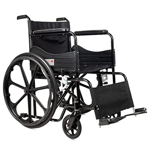 Veayva Folding mag wheel chair with dual break and sharp black colour